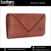Dompet wanita kulit asli pola Logo antik wanita kualitas Premium Dompet tombol penghalang RFID panjang poliester modis