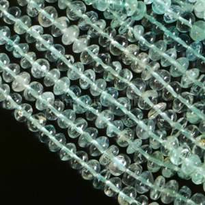 Natural Aquamarine Smooth Rondelle Beads for Jewelry Making 4-7mm Aquamarine Loose Gemstones Beads By Wholesaler From India Bulk - Product Image 1