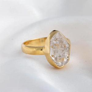 Bague Herkimer naturelle en argent Sterling 925 faite à la main 10X12mm forme ovale lunette ensemble pour ensemble de bijoux de mode cadeau d'anniversaire - Product Image 4