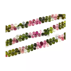 Cuentas de Turmalina Multicolor en Forma de Gota Facetada de 5x7 mm, 100 % Naturales, 8 Pulgadas - Product Image 3