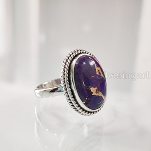 Bague Femme Naturel Violet Cuivre Turquoise Pierre Précieuse Décembre Pierre De Naissance Simple Bande Bijoux Faits À La Main Bague En Argent Sterling 925 - Product Image 3