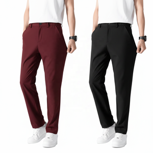 Pantalón de Traje Casual para Hombre, Teñido, de Sarga, Peso Medio, Ecológico y Transpirable, con Cierre de Cremallera, en Materiales de Spandex/Poliéster - Product Image 1