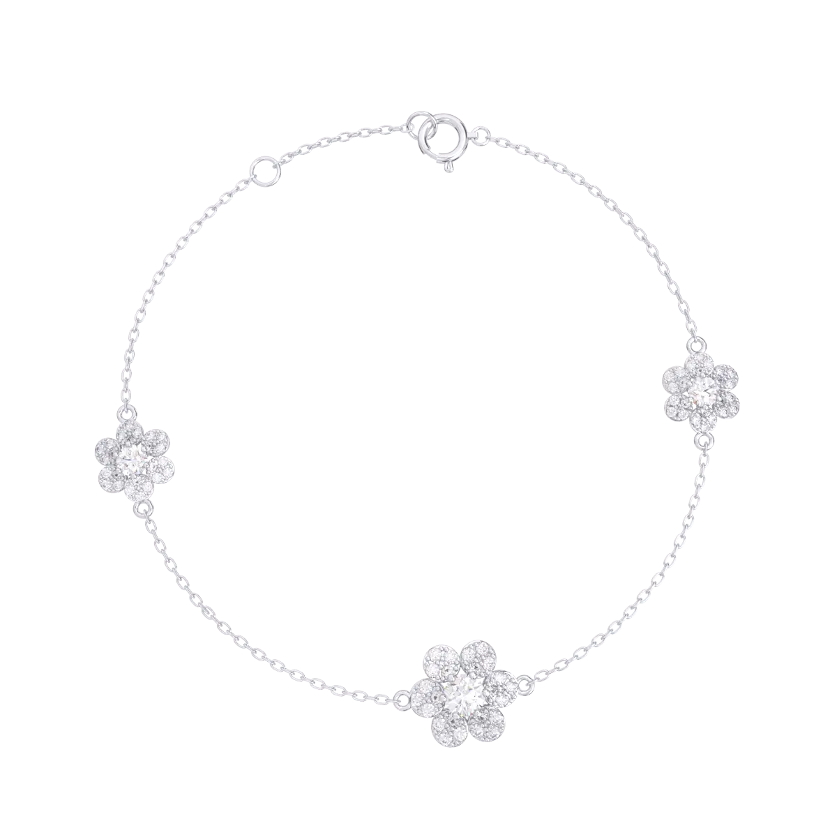 Custom Trendy Bracelets 10K White Gold Filled Flower Charm Shaped Zircon Stone Fine Jewelry Women Bracelets