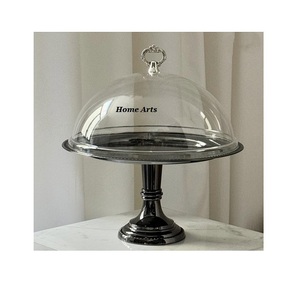 Restaurant Decorative Iron Base <b>With</b> <b>Glass</b> <b>Dome</b> Customized Size Round Shape Sweet Server <b>With</b> <b>Dome</b> At Low Price - Product Image 4