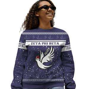 Sweat-shirt à col rond brodé bleu Zeta Phi Beta Sorority 1920, vêtements grecs pour femmes, service OEM personnalisé - Product Image 5