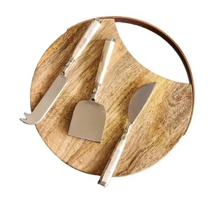 Juego de esparcidor de queso de lujo Juego de herramientas de queso de acero inoxidable con acabado en oro rosa Diseño único Final Mango de plata hecho a mano - Product Image 2