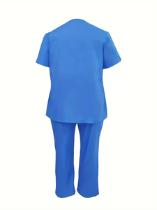 Conjuntos de uniformes médicos de alta calidad de Color rosa y azul con botones a presión Ajuste cómodo y bolsillos Verano Hospital Scrubs - Product Image 6