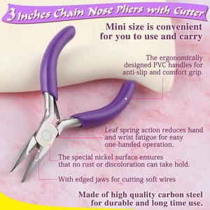 คีมตัดโซ่เหล็กคาร์บอนขนาด3นิ้วสำหรับงานหัตถกรรม DIY คีมตัดลวดขนาดเล็กสำหรับทำเครื่องประดับสีม่วง - Product Image 5