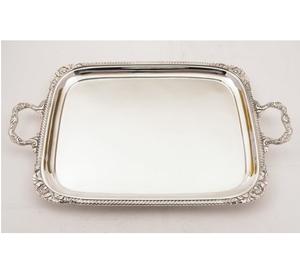 Plateau de service à thé et à café au design admirable, acier inoxydable de qualité de luxe avec poignées, plateau décoratif pour table - Product Image 1