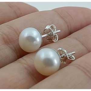 Handmade Freshwater Pearl Sterling <b>Silver</b> <b>Stud</b> <b>Earrings</b> Elegant Pearl Jewelry for Her for Bridal & Gift - Product Image 6