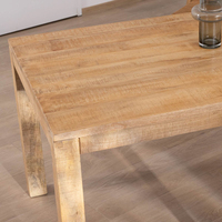 Table de salle à manger pliante en bois de manguier massif, finition naturelle, design industriel robuste et durable, 4 pieds en bois, pour usage domestique, bar ou hôtel