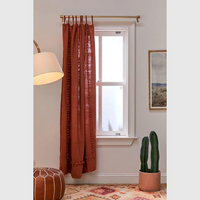 Cortina de ventana de lino puro 100% para sala de estar, decoración de ventana de aspecto real, cortinas y cenefas