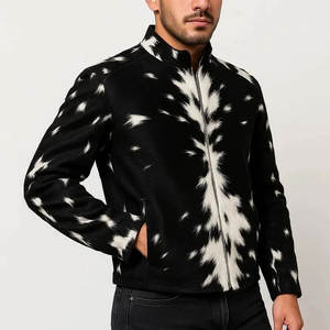 Veste en cuir pour homme de style biker, logo personnalisé multicolore, col montant, logo sur le devant, prix de gros direct d'usine - Product Image 6