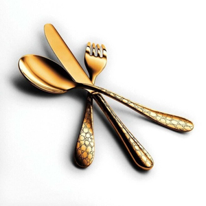 Suministro directo al por mayor de La India, cubiertos de acero inoxidable, juego de cubiertos chapados en oro de diseñador para la cena de boda - Product Image 2