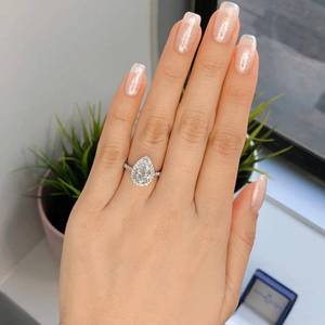 Anillo de Compromiso de Plata de Ley 925 con Diseño de Halo en Forma de Gota de Agua, con Moissanita de 2 Quilates, Anillo de Boda con Micropavé, Regalo - Product Image 2