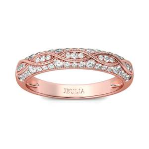 Jeulia Rose Gold Tone Milgrain Round Cut <b>Sterling</b> <b>Silver</b> Women's Diamond <b>Band</b> <b>Ring</b> - Product Image 1