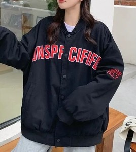 Veste universitaire coupe-vent avec logo imprimé en 3D vente en gros veste universitaire OEM vestes universitaires surdimensionnées vestes Letterman pour femmes vente en gros - Product Image 4