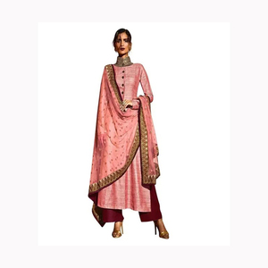 Maroon Glory Silk Salwar Kameez con bordado de hilo pesado con lentejuelas traje de boda de trabajo traje de Salwar confeccionado pakistaní - Product Image 2