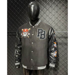 Chaqueta Universitaria de Béisbol Personalizada para Hombre, Bordado Chenille de Alta Calidad, Fabricante OEM, Chaqueta Varsity de Cuero Corta - Product Image 4