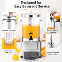 Distributeur de jus de boisson froide en or avec base en acier inoxydable et tube de glace pour buffet, restauration, hôtel, distributeur de boissons 8L 16L
