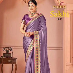 เสื้อส่าหรีสำหรับใส่ไปงานปาร์ตี้ส่าหรีผ้าไหมเนื้อนุ่มสวยงามปักลายพื้นเมืองของปากีสถานแบบดั้งเดิมสวยงาม - Product Image 1