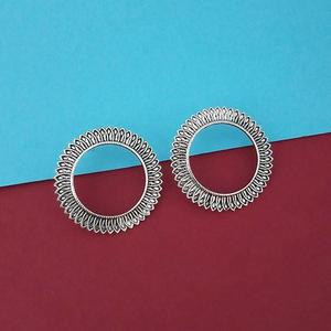 Boucles d'oreilles Jeweljunk rondes or oxydé et diamant plaqué rhodium incrusté pour fête ou cadeau 1315330 - Product Image 1