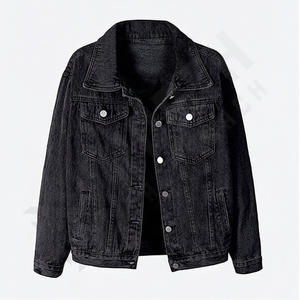 Veste en jean de haute qualité pour homme pour l'hiver, style ajusté lavable, col à boutons, poches chauffe-mains, best-seller - Product Image 1