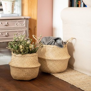 Good price large straw basket room decoration seagrass <b>belly</b> baskets from top Vietnam producer - Product Image 4