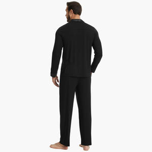 Pyjamas Homme en Gros à Manches Longues avec Passepoil, en Coton Bambou Doux, Ensembles de Vêtements de Nuit et de Détente pour Hommes - Product Image 2