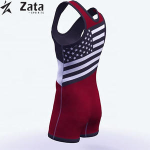 Singlets de lutte sur mesure de haute qualité avec logo avant en tissu extensible Nouveau design-Vêtements professionnels - Product Image 4