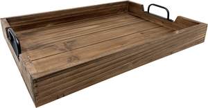 3 Piece Decorative Nested Vintage Wood Serving Tray Set for <b>Coffee</b> <b>Table</b> or Ottoman <b>Rustic</b> Wooden Breakfast Trays for Kitchen - Product Image 5