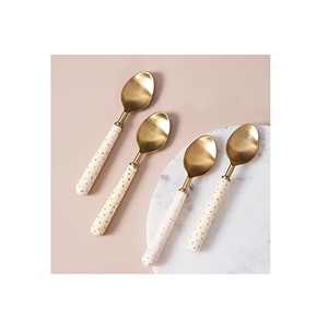 La mejor calidad para bodas, Hotel, latón, sopa, azúcar, sal, cuchara y tenedor para cocinar con mango de diseño dorado, cuchara medidora, gran oferta - Product Image 5