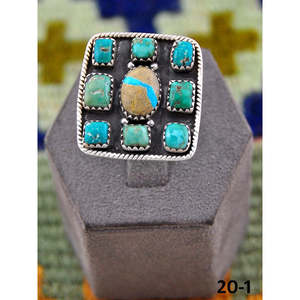 Anillo Ajustable Hecho a Mano en el Suroeste con Turquesa Royston y Engaste de Plata de Ley, Regalo - Product Image 1