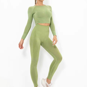 Conjunto de compresión de mujer de gran venta, mallas de entrenamiento de 2 piezas de la mejor calidad con Sujetador deportivo para entrenamiento de gimnasia, conjunto de Yoga para correr - Product Image 1