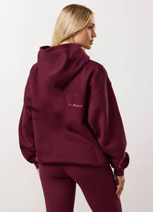 Haute qualité figue femmes goutte épaule à capuche hiver polaire 100% coton Anti-rides respirant blanc haute rue coupe détendue - Product Image 6