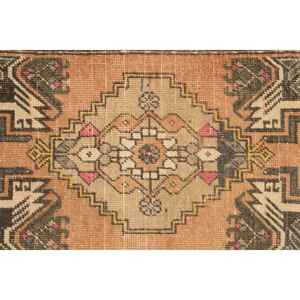 Petit tapis vintage 1,7x3,4 pieds, tapis turc en laine marron à imprimé animal - Product Image 5