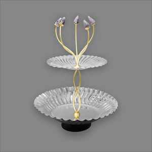 Unique 2 <b>Tier</b> <b>Cake</b> <b>Stand</b> for Home Hotel & Restaurants for Weddings Dinnerware <b>Cake</b> <b>Stands</b> Silver Color Brass & Resin <b>Cake</b> <b>Stands</b> - Product Image 3