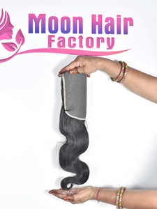 Produit original cuticule alignée naturel brut temple indien cheveux humains fermeture ondulée simple dessiné doux soyeux non traité à vendre - Product Image 2