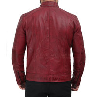 Veste en cuir et toile de haute qualité avec col montant et logo sur le devant, design personnalisé pour hommes - Séchage rapide et respirante