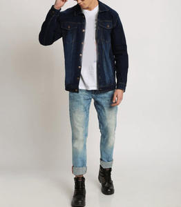 Veste en jean varsity personnalisée pour homme, sans capuche, col montant, hiver, avec logo sur le devant - Product Image 2