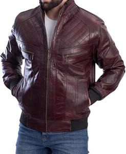 Chaqueta de Cuero Genuino para Hombre, Diseño Personalizado con Logotipo OEM, Cierre de Cremallera, Estilo Motero, Alta Calidad, a la Moda, Venta al Por Mayor - Product Image 2