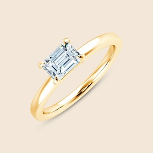 Bague en or massif 14 carats avec un diamant de laboratoire de qualité émeraude, 0,3 carat, F-VS, pour un look somnolent et élégant. Produit authentique. - Product Image 1