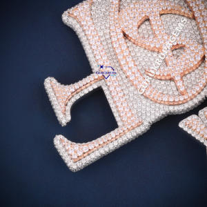 Dernières 925 Sterling Silver Hip Hop Lettre Pendentif Haute Qualité VVS Clarté Moissanite Diamants pour Hommes Femmes Fête Charme - Product Image 4