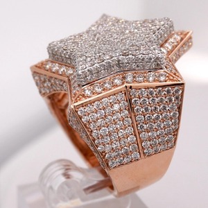 Meilleur rappeur populaire CVD Lab R B GEMS IGI Certified 925 Sterling Silver Pave Clear Moissanite 14K Rose Gold 3DStar Bague pour homme - Product Image 3