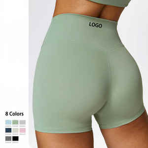 Short de yoga moulant personnalisé pour femmes Short de fitness à taille haute Pantalon de sport solide à séchage rapide pour femmes - Product Image 2