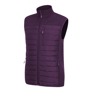 Veste matelassée décontractée en gros, couleur marron foncé, fermeture éclair, sans manches, imperméable, respirante, nylon polyester, chaude, coupe-vent, trois - Product Image 5