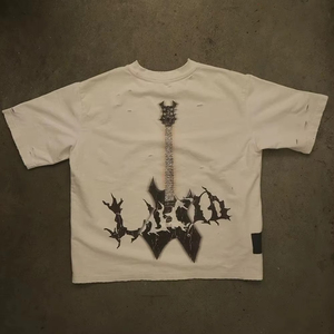 เสื้อยืดคอตตอน100% สำหรับผู้ชายเสื้อครอปไซส์ใหญ่พิเศษใส่ได้ตามต้องการความยาวของ400gsm โลโก้ด้านหน้าสำหรับผู้ชาย - Product Image 2