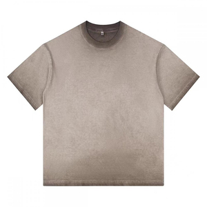 Wholesale Custom Heavyweight 230gsm <b>Drop</b> Shoulder Blank Oversize-t Shirt Street 100%cotton Men's <b>Acid</b> Washed Vintage T Shirt - Product Image 4