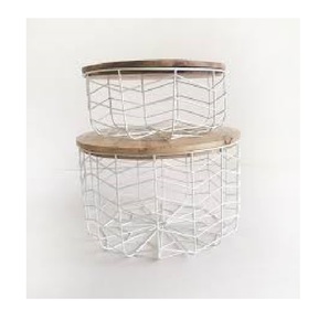 Top Trending American Style Metal Wire Storage Basket With Wooden Base Inside Customized Size Shape Colour Uses In Home Kitchen - Product Image 6
