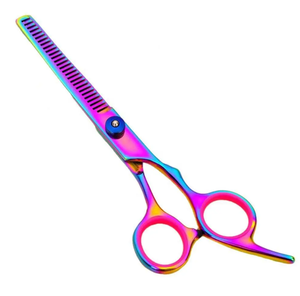 Japanese Stainless Steel <b>Hair</b> Thinning <b>Scissor</b> in Rainbow Color with Gold Screw, <b>Hair</b> <b>Thinners</b> Barber Thinning Private Label - Product Image 2